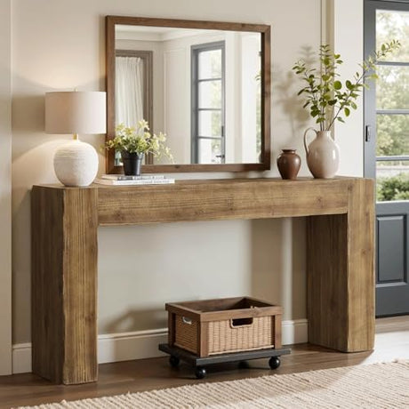 Tribesigns 63-Inch Solid Wood Console Sofa Table, Farmhouse Long Entryway Table Behind Couch for Living Room, Entrance, Hallway, Foyer, Easy Assembly Tribesigns