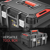 ‎DNA MOTORING 2pcs Tool Boxes Set - Lockable Organizer Storage Portable Toolbox with Removable Tray for Workshop Garage & Household, Large Capacity, TOOLS-00310 DNA MOTORING