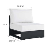 Modway Tahoe Aluminum 4-Piece Outdoor Patio Furniture Gray White, Modular Sectional Sofa Set with Chaise Lounges, Weather-Resistant Cushion, Ideal for Deck, Backyard, Poolside Modway