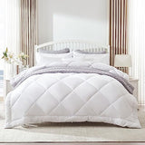 SLEEP ZONE King Size Comforter Duvet Insert, Down Alternative Reversible Comforter, Lightweight, Soft and Breathable Bedding All Season, Diamond Quilting White SLEEP ZONE