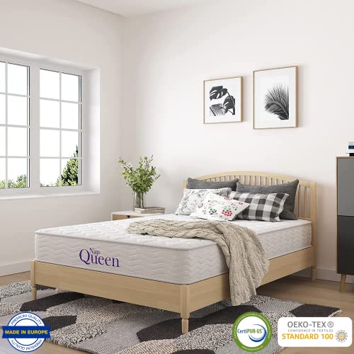 NapQueen 8 Inch Innerspring Full Size Medium Firm Memory Foam Mattress, Bed in a Box White NapQueen