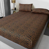 Leopard Pattern Fitted Sheet King Size Soft 100% Microfiber Bedding Sheet with 15" Deep Pocket 1 Piece Fitted Sheet Animal Cheetah Printed Farmhouse Bedding Sheet Cozy Mattress Cover King Bed Sheet LifeTB