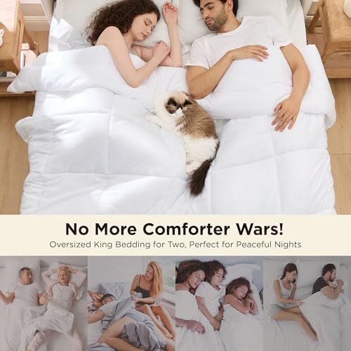 Bedsure Comforter Duvet Insert - Quilted Comforters Oversized King Size, All Season Duvet, GentleSoft Down Alternative Bedding, with 8 Tabs, Gifts for Women/Men, White, Oversized King 116 x 98 Inches Bedsure