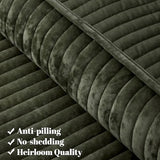 PHF Luxury Velvet Quilt Set Twin Size – 2PCS Ultra Soft Quilted Comforter Alternative with Striped Channel, Cozy Quilted Bedspread, 1 Coverlet with 1 Matching Sham, 68" x 92", Smokey Olive PHF