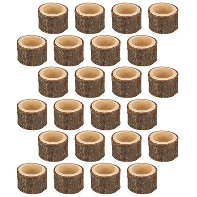 OwnMy Set of 24 Wooden Tea Light Candle Holders Votive Candle Holders, Rustic Wooden Pillar Candle Stands Vintage Wooden Tealight Holders Set Candle Centerpieces for Dining Table Wedding Party, 1.6" H