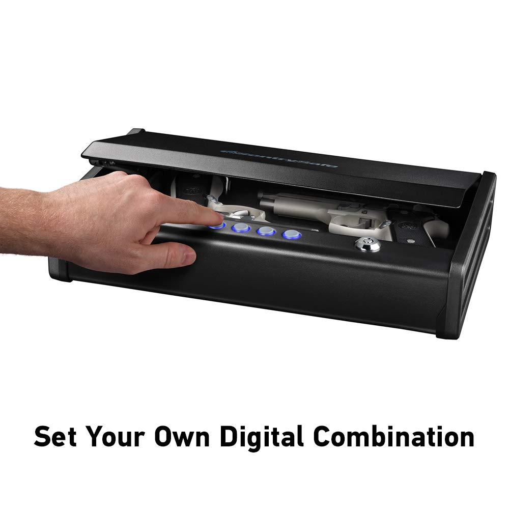 SentrySafe Gun Safe with Digital Keypad Lock, Pistol Safe with Capacity for Two Handguns, Firearm Storage with Bolt Down Kit for Home, Car, QAP2E SentrySafe