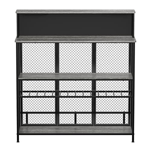 GDLF Vintage Grey Home Bar Unit with Ample Storage and Footrest - WoodArtSupply