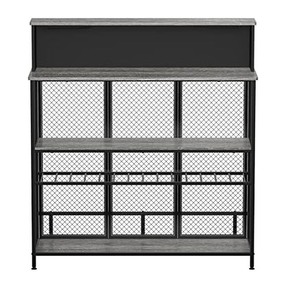 GDLF Vintage Grey Home Bar Unit with Ample Storage and Footrest - WoodArtSupply