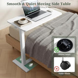 Mobile Standing Desk, Adjustable Height Desk with Hidden Casters, Portable Laptop Computer Table with Rolling Wheels, for Sit Stand Workstation, Compact and Sturdy for Home, Office, Dorm, White SageNest
