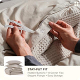 Bedsure Cotton Duvet Cover Queen - 100% Cotton Waffle Weave Linen Color Duvet Cover Queen Size, GentleSoft™ and Breathable Bedding Set for All Season, 3 Pieces, 90"x90" Bedsure