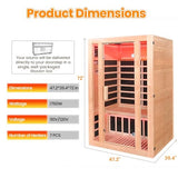 2 Person Infrared Sauna, Hemlock Wood Low EMF Infrared Saunas for Home, 1760w/120v Indoor Personal Sauna Room, 7 Color Therapy Light, 7 Heating Panels IWOODHOME
