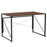 SUPER DEAL 40 inch Folding Computer Writing Desk Wood and Metal Study Desk, PC Laptop Home Office Study Table, Espresso SUPER DEAL