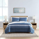 Nautica - Queen Quilt Set, Soft & Breathable Cotton Bedding with Medium Weight Feel, Reversible 3 Piece Bed Set with Matching Pillowcase (Coveside Blue) Nautica