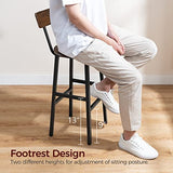 MAHANCRIS Bar Stools, Set of 2 Round Bar Chairs, 24.4 Inches Bar Stools with Back, Breakfast Bar Chairs with Footrest, Counter Bar Stools, for Dining MAHANCRIS