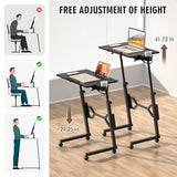 Enayplon Small Standing Desk with Wheels, Portable Treadmill Desk, Rolling Desk Adjustable Height for Laptop, Mobile Standing Table for Walking Pad, Bedside Table Enayplon