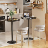 Shahoo Round Bar Table, Cocktail Tables with Metal Base & MDF Top, for Bistro Pub, Cafe, Black Shahoo