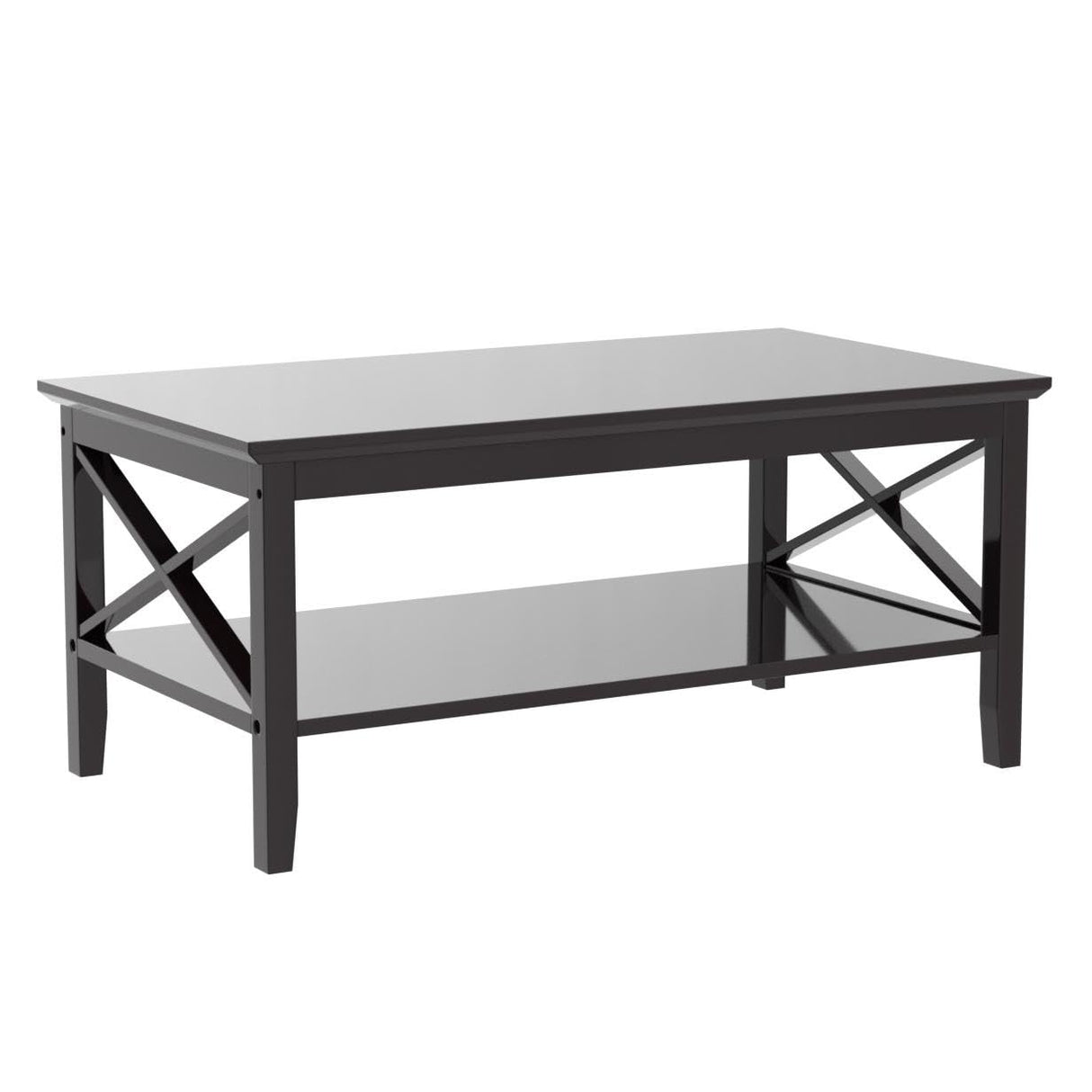 ChooChoo Oxford Coffee Table with Thicker Legs, Espresso Wood Coffee Table with Storage for Living Room 40 inches ChooChoo
