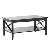 ChooChoo Oxford Coffee Table with Thicker Legs, Espresso Wood Coffee Table with Storage for Living Room 40 inches ChooChoo