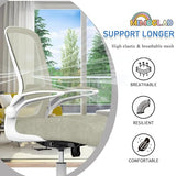 Mimoglad Home Office Chair, High Back Desk Chair, Ergonomic Mesh Computer Chair with Adjustable Lumbar Support and Thickened Seat Cushion (Modern, Beige) Mimoglad