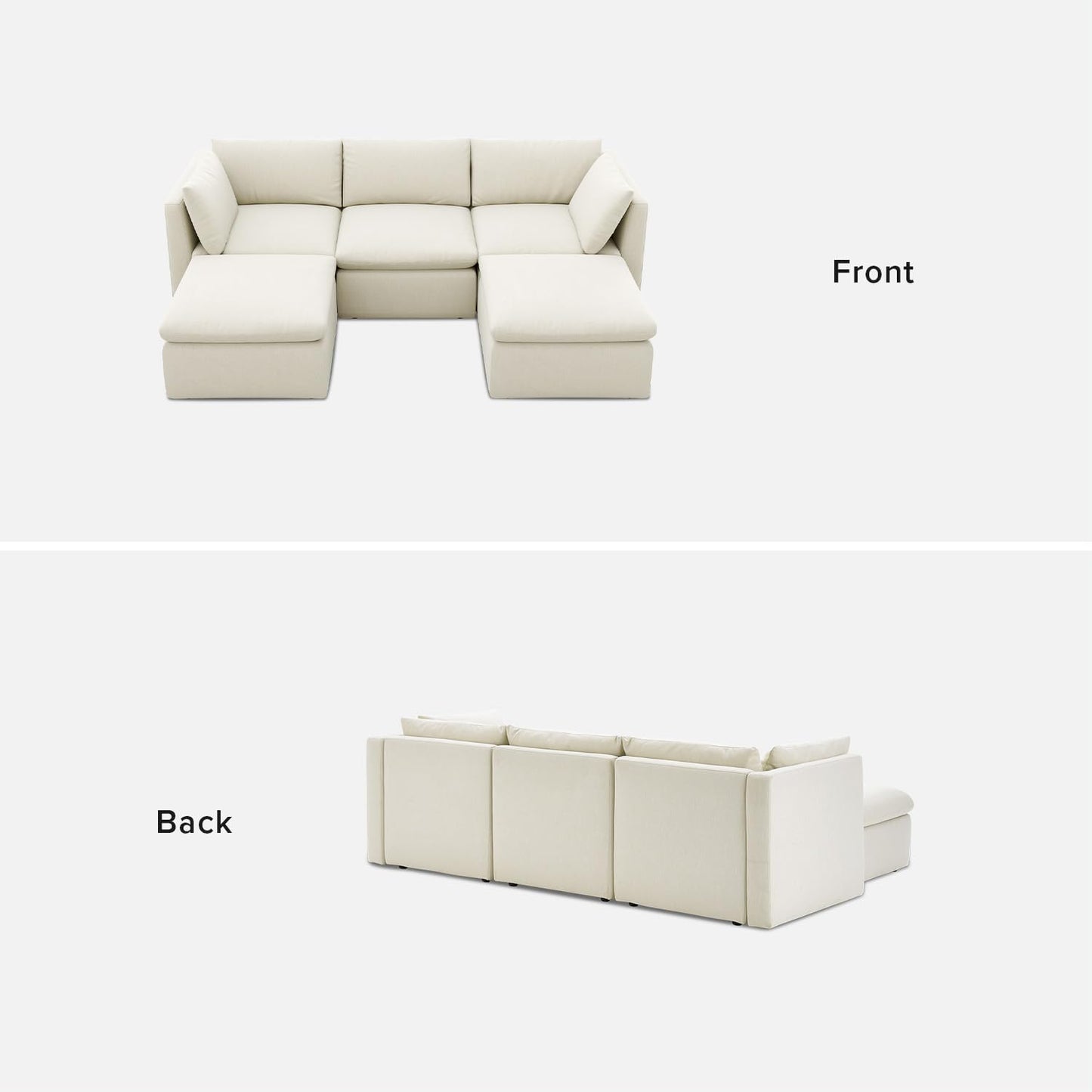 mopio Oversized Modular Sectional Sofa with Fully Removable Covers and Storage, Convertible U & L Shaped Sectionals, Modern Cloud Couch for Living Room with Ottoman Chaise, 4 to 8 Seats, Off White