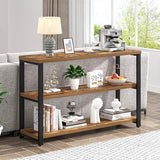 EXCEFUR Industrial Metal & Wood Console Tables for Living Room, Entryway Table with 3 Tier Storage Shelves, Sofa Hallway Table Behind Couch, Rustic Brown, 47 Inch EXCEFUR