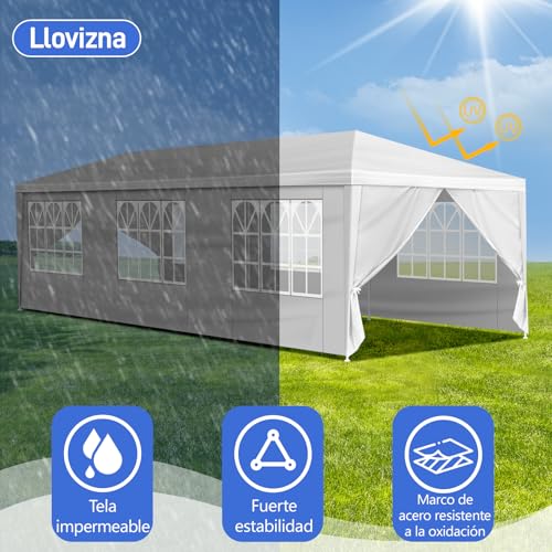 10x30 FT Party Tent, Outdoor Wedding Tents for Parties, Canopy Event Tent with 7 Removable Sidewalls, Waterproof Gazebo Shelter for Birthday Parties, Weddings, BBQs & Events (10X30FT-7Sides White) YYANDC