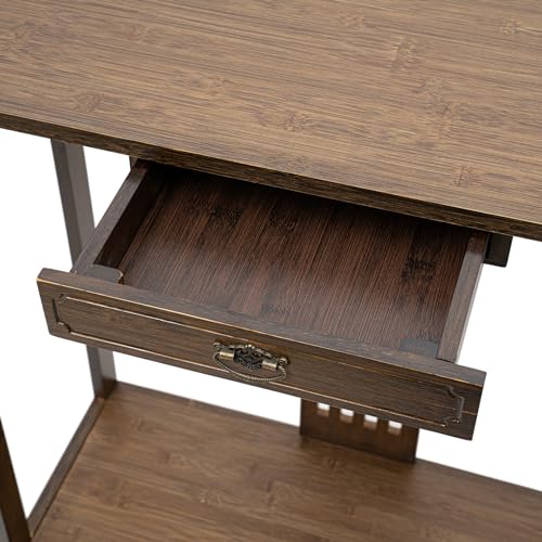 REHOUPTU Sofa Tables, Japanese Style Console Sofa Table, Walnut Bamboo Console Table Entryway Narrow Long Console Table Vintage Table Hallway Table with Shelves, Side Table, Display Table REHOUPTU
