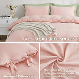 annadaif Pink Duvet Cover Full (79x90 Inch), 3 Pieces (2 Pillowcases, 1 Duvet Cover) Ultra Soft Bowknot Duvet Cover Set, Easy Care Bedding Set for Men, Women (NO Comforter) annadaif