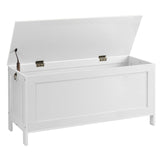HOOBRO Storage Chest, Retro Toy Box Organizer with Safety Hinge, Sturdy Entryway Storage Bench, Wooden Look Accent Furniture, Easy Assembly, White WT100CW01 HOOBRO