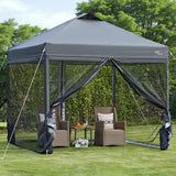 RELAX FIELD 10x10 Pop Up Canopy Tent with Mosquito Netting, Outdoor Portable Screen Tent for Yard, Party, Camping and Picnic, 3 Height Positions, Patio Gazebo with Roller Bag and 4 Sandbags RELAX FIELD