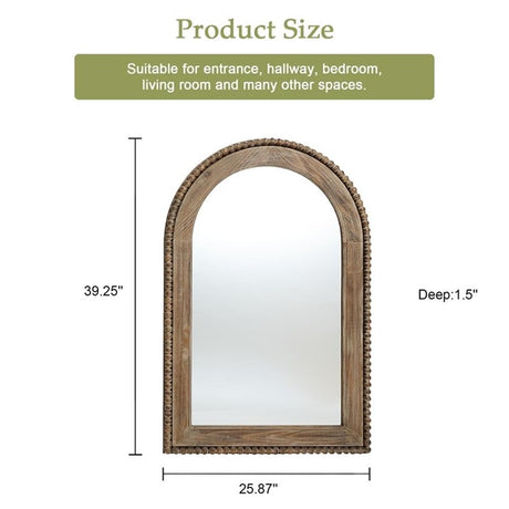 LuxenHome Traditional Arch Wall Mirror, Wood Framed Arch Window Wall Mirror, Farmhouse Decor, Decorative Wooden Mirror, Accent Entryway Wall Mirror, Wall Mounted Mirror Living Room Wall Decor LuxenHöme