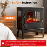 Sweetcrispy Freestanding Electric Fireplace, 26” Indoor Fireplace Heater with 3D Flame Effect, Overheating Safe Design, Energy Saving Space Heater with 12H Timer&Remote for Living Room, Bedroom Sweetcrispy