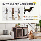 PawHut 39" Dog Crate Furniture, Dog Kennel Furniture End Table with Sliding Barn Door, Pet Cage Table for Large Breeds, Walnut Brown PawHut