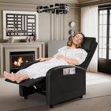 Rankok Recliner Chair Modern PU Leather Reclining Chair Ergonomic Adjustable Recliner for Living Room Home Theater Seating Single Sofa (Black)
