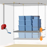 Drizzlen Overhead Garage Storage Lift,Heavy-Duty 300lbs Capacity Ceiling Rack System,Adjustable Height,Supports 8-16ft Ceilings,Overhead Garage Storage rack(Deck Not Includ) Drizzlen