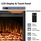 Rodalflame 36" Width Electric Fireplace Inserts with Adjustable Flame Colors, Fireplace Heater with Touch Screen & Remote Control, Recessed in Wall, 750/1500W, Timer RODALFLAME