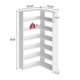 oneinmil Bookcase 6 Tiers with Baffles, 35.2" Large Corner Bookshelf, Storage Display Rack for Living Room Home Office, White oneinmil