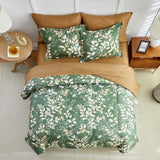 AIKASY 6-Piece Comforter Set Bed in a Bag, Twin Size, Green Leaf Pattern - Bedding Set with Comforter, Pillow Shams, Fitted Sheet, and Pillowcases - Soft and Cozy All-Season Bedding (Green) AIKASY