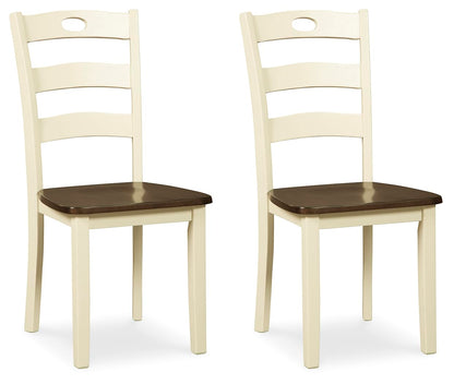 Signature Design by Ashley Woodanville 18" Cottage Ladderback Dining Chair, 2 Count, Cream & Brown