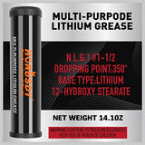 HORUSDY Heavy Duty Grease Gun with 14oz Grease Tubes | Grease Gun Flexible Hose | 7000 PSI | 18 Inch Spring Flex Hose | 2 Working Coupler | 2 Extension Rigid and 1 Sharp Type Nozzle Included HORUSDY
