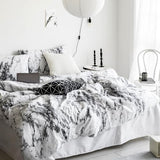 Wake In Cloud - Marble Comforter Set, Neutral Modern Aesthetic for Men Women, Soft Lightweight Bedding, 3 Pieces, Black White, Twin/Twin XL Size Wake In Cloud