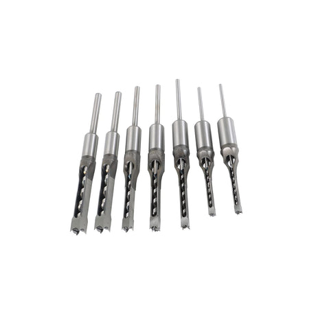 findmall 7Pcs Square Hole Drill Bit Set HSS Square Hole Saw Mortise Chisel Drill Bit Tools 6/25, 1/4, 5/16, 3/8, 2/5, 1/2, 9/16 Inch Fit for Mortising Machines Drill findmall