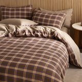EAVD Vintage Style Brown&Blue Plaid Duvet Cover Full Soft 100% Muslin Cotton Brown Green Blue Grid Checkered Plaid Bedding Set with 2 Pillowcases Reversible Gingham Duvet Cover with Zipper EAVD