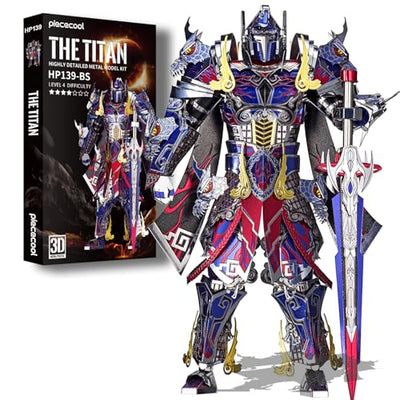 Piececool 3D Metal Puzzles Mecha Model Kits-The Titan Figure Model Building Blocks Kits for Adults, DIY Brain Teaser 3D Puzzle for Men Teen Students Hobbies Fidget Gifts -157 Pcs