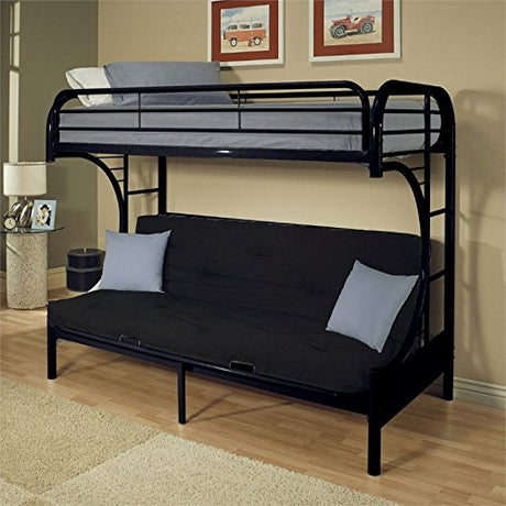 Acme Furniture Eclipse Twin XL Over Queen and Futon Bunk Bed in Black Acme