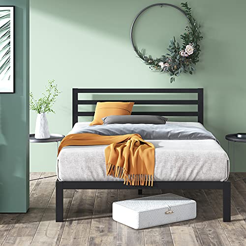 Zinus Mia King Metal Platform Bed Frame with Headboard and Wood Slat Support - No Box Spring Required, Easy Assembly in Black - WoodArtSupply