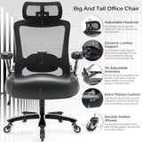 600lbs Big and Tall Office Chair- Heavy Duty Executive Computer Chair with 3D Flip Arms Large Wheels, Ergonomic Mesh High Back Desk Chair, Extra Wide Seat Adjustable Lumbar Support&Headrest Petheivun
