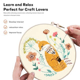 JOINRUN Beginner Embroidery Kit for Adults, Fox Cross Stitch Kits with 7.9" Hoop, Threads, Needles, Learn Stitches with Pre-Printed Patterns, Video Tutorial, DIY Needlework Craft Gift for Women
