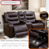 Trygoal Power Recliner Chair, Leather Recliners with Home Theater Seating, Oversized Single Electric Recliner Sofa Breathable Living Room Chairs for Adults Reading Gaming, Brown
