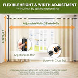 SUNALLY Room Divider Curtain Rod, No Drilling 4-10ft(H) 28-140inch(W) Adjustable Privacy Wall Divider for Room Separation, Heavy Duty Temporary Partition Space Separator Tension Rods, Black SUNALLY